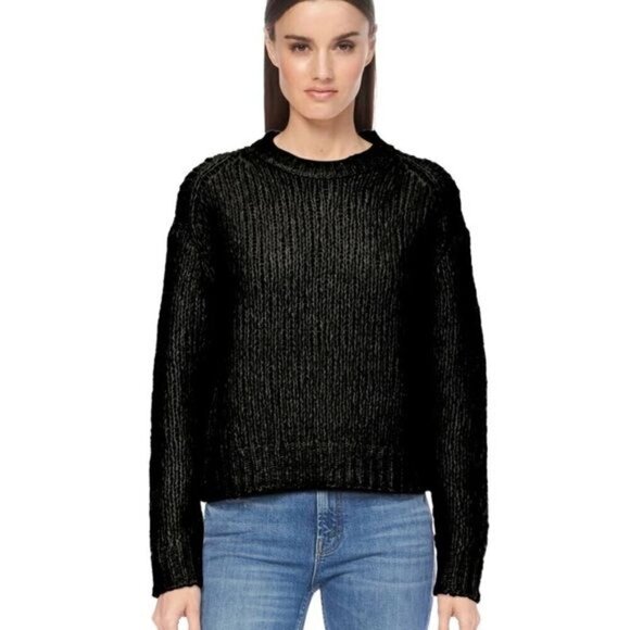 360 Cashmere Abbot Black Thick Knit Crew Neck Pullover Sweater Size S - Picture 3 of 12